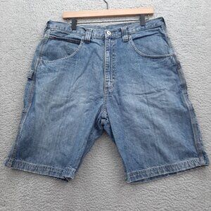 Vintage Wrangler Denim Jean Shorts Mens Size 36 Blue Relaxed Fit Carpenter Style